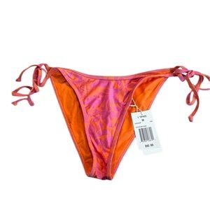 LSpace Reversible $98 Levy Bikini Bottom in Pink Tangerine Floral Medium NWT